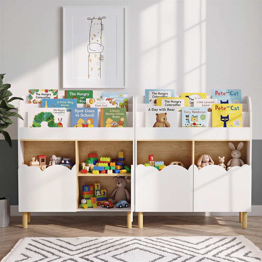 Kids Storage Bookshelf White 80x31.5x90cm