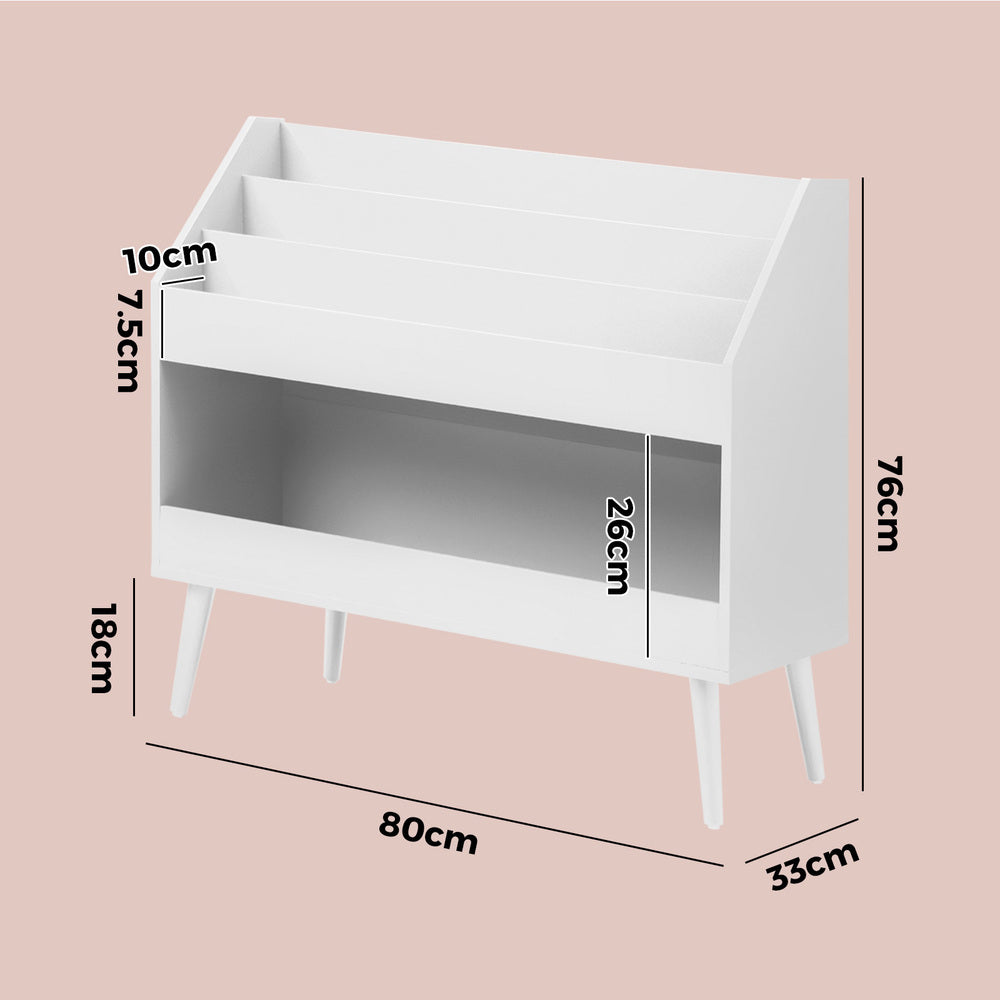 Kids Bookshelf Children Bookcase Organiser Toy Shelf White