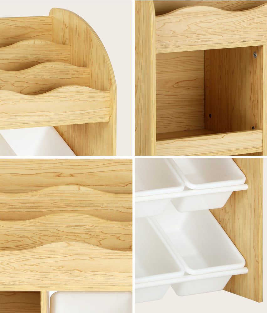 Kids Bookshelf 4 Bins Toy Box Storage Organiser Display Shelf