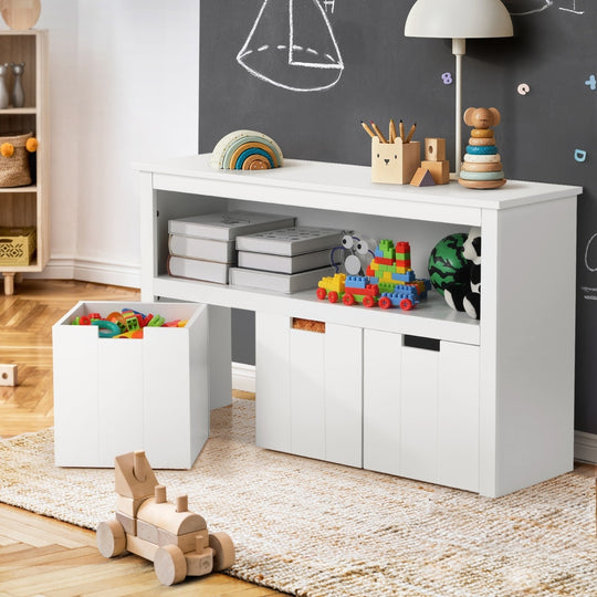 Wooden Kids Toy Storage Cabinet Bookshelf With Portable
