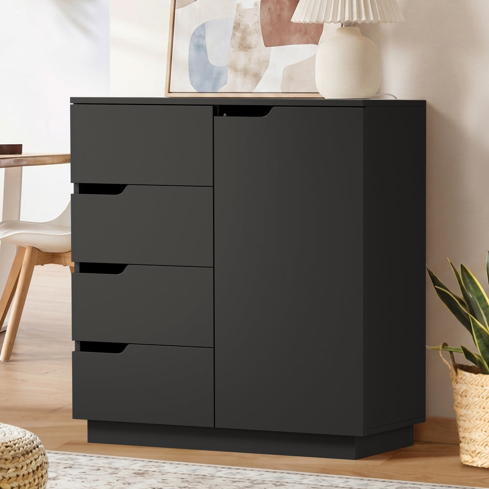 Black Buffet Cabinet 4 Drawers Cupboard | Simpledeals