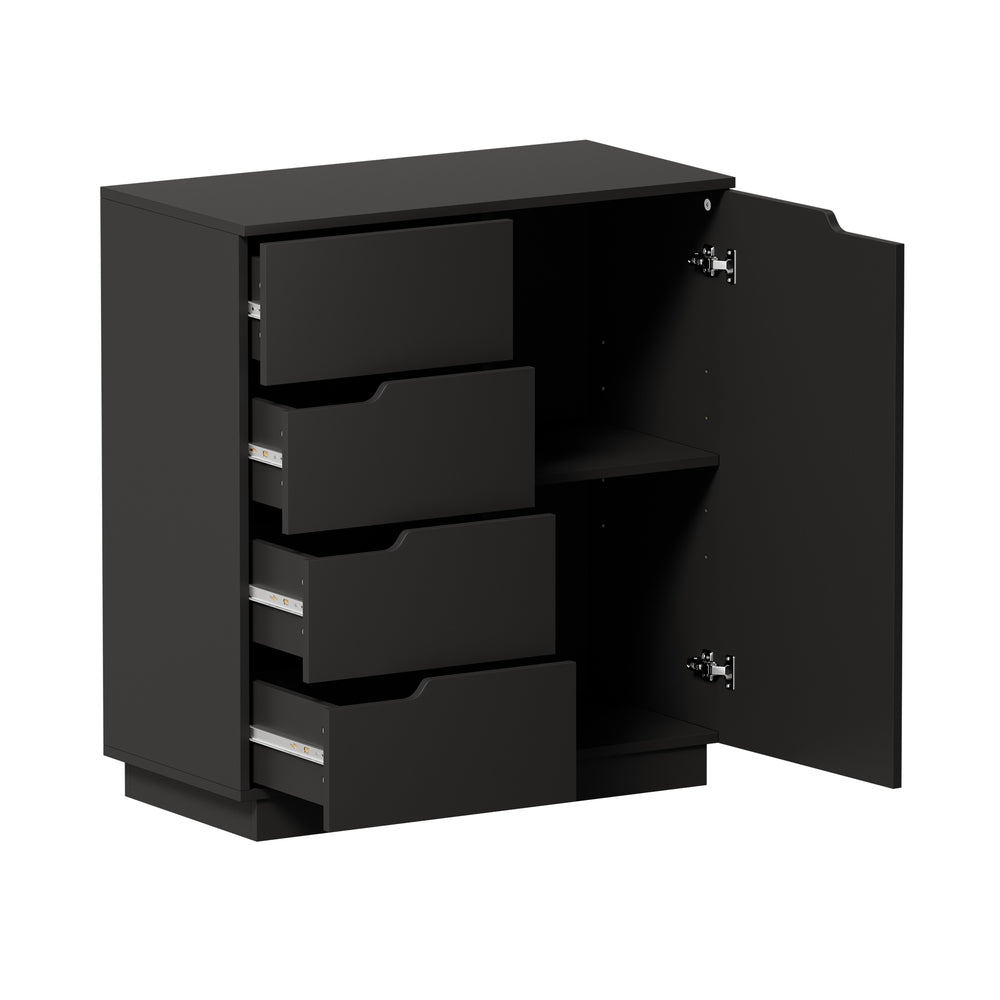 Black Buffet Cabinet 4 Drawers Cupboard | Simpledeals