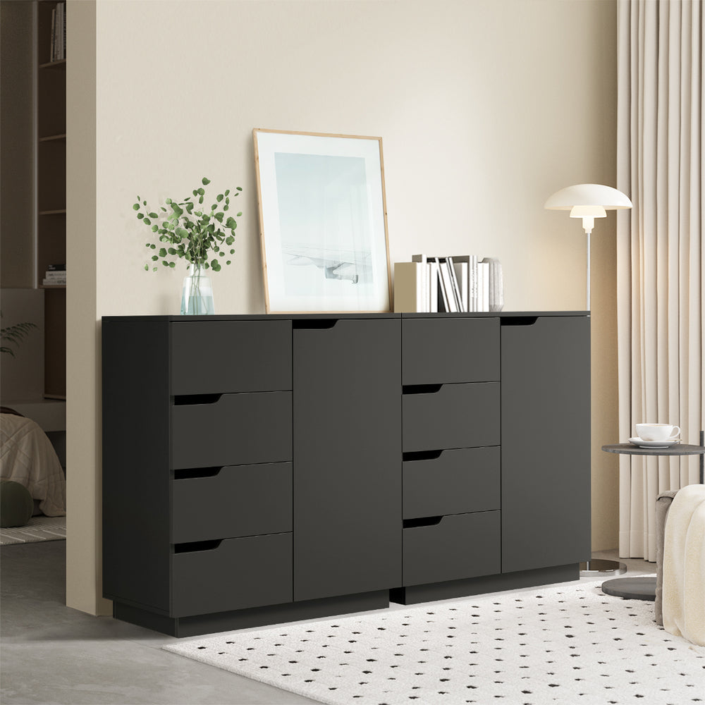Black Buffet Cabinet 4 Drawers Cupboard | Simpledeals