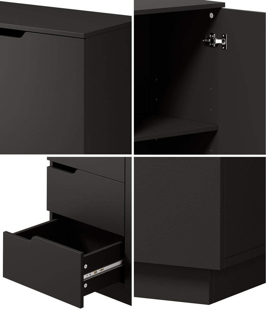 Black Buffet Cabinet 4 Drawers Cupboard | Simpledeals