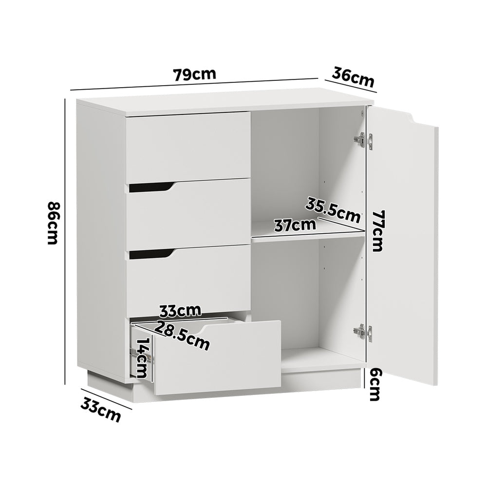 Buffet Storage Cabinet 4 Drawers White | Simpledeals