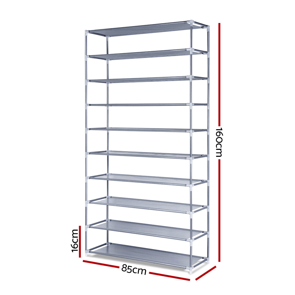 Shoe Rack Cabinet Stackable 10-Tier Grey