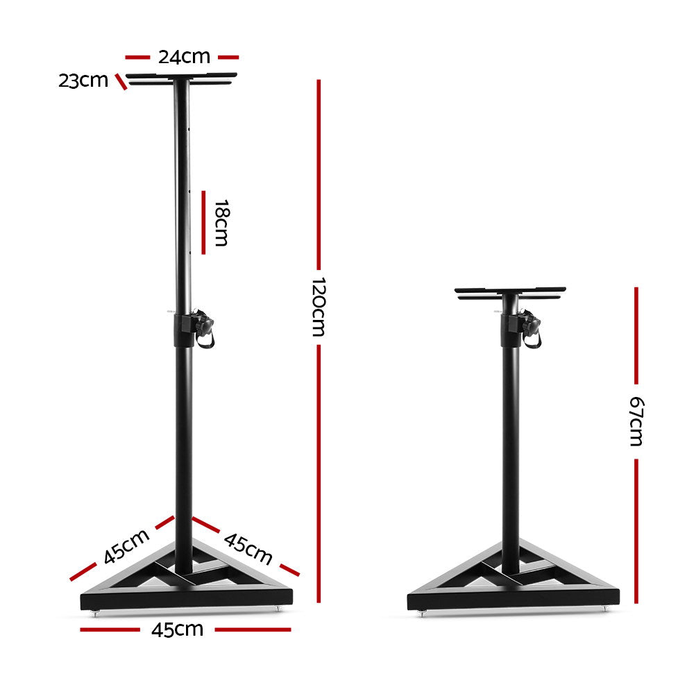 Adjustable Speaker Stand 67–120cm Pair Home Studio Support
