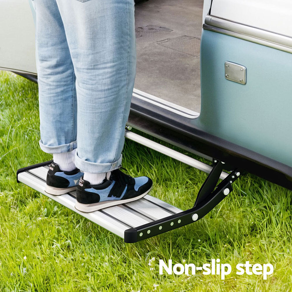 200KG Heavy Duty Caravan Step Folding Pull Out Portable RV Camper Trailer Tools