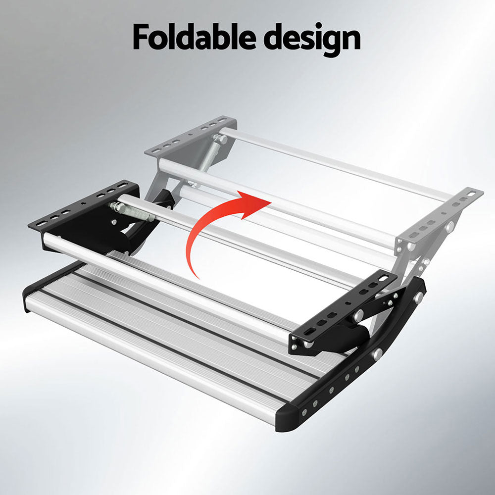 200KG Heavy Duty Caravan Step Folding Pull Out Portable RV Camper Trailer Tools