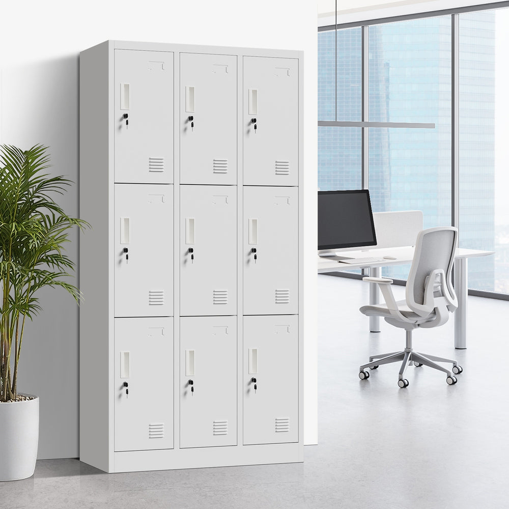 9 Door Steel Locker Cabinet Office Gym School | Simpledeals