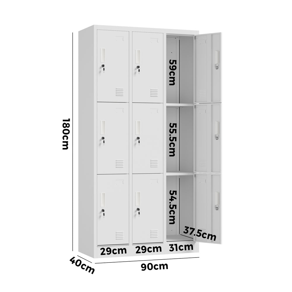 9 Door Steel Locker Cabinet Office Gym School | Simpledeals