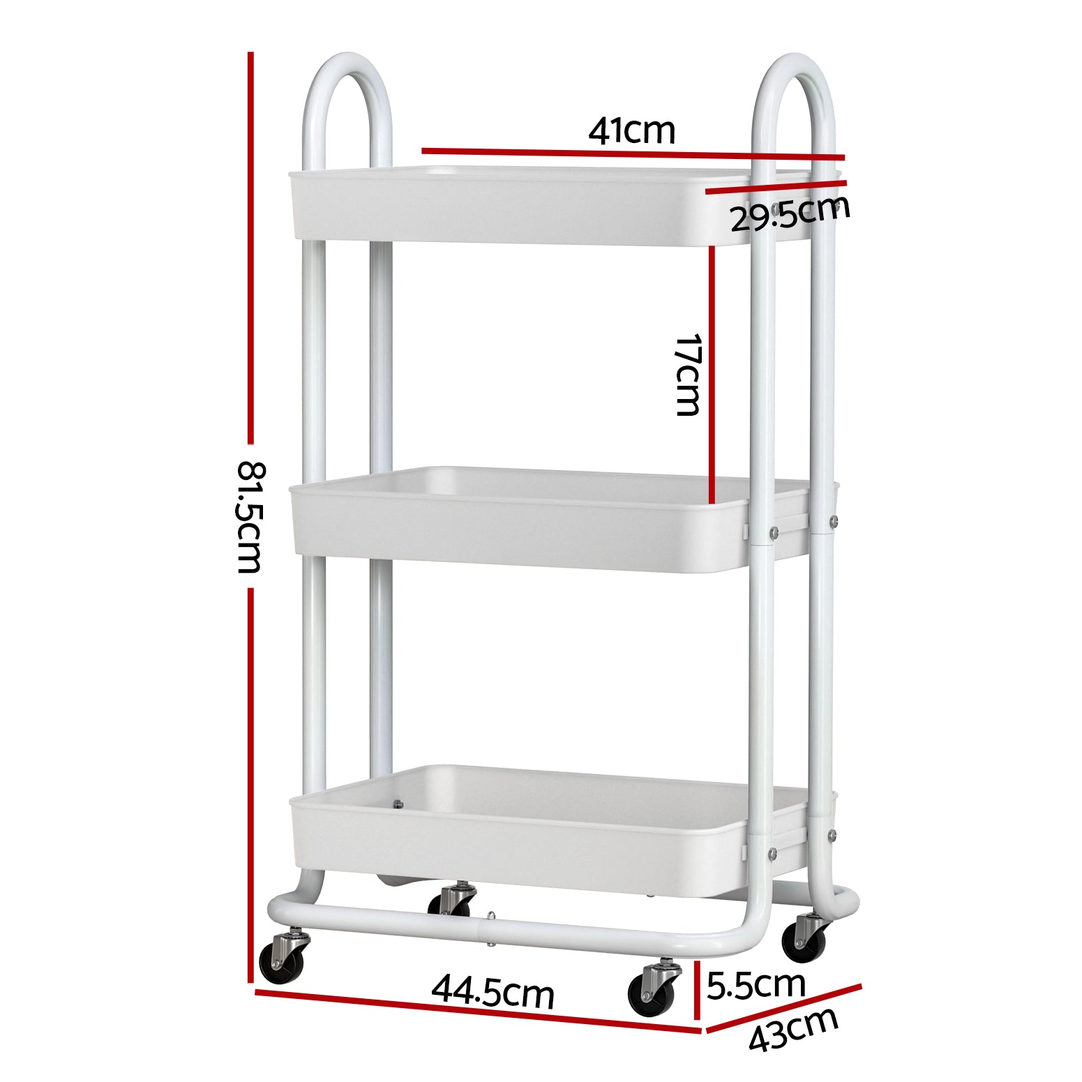 Storage Trolley Kitchen Cart 3 Tiers Rack White/Black