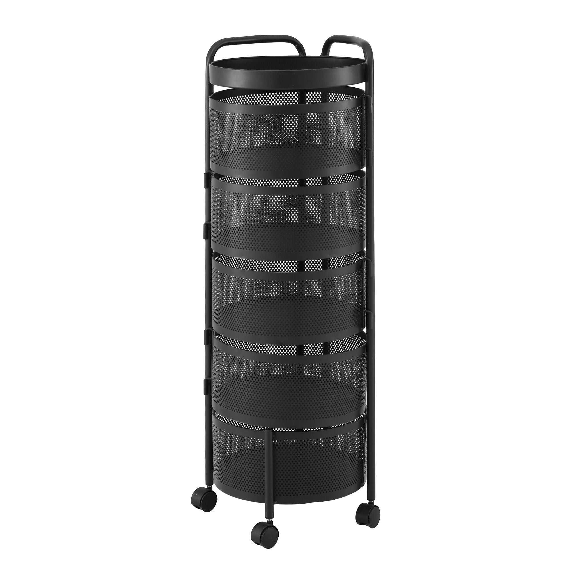 5-Tier Rolling Kitchen Storage Trolley Black | Simpledeals