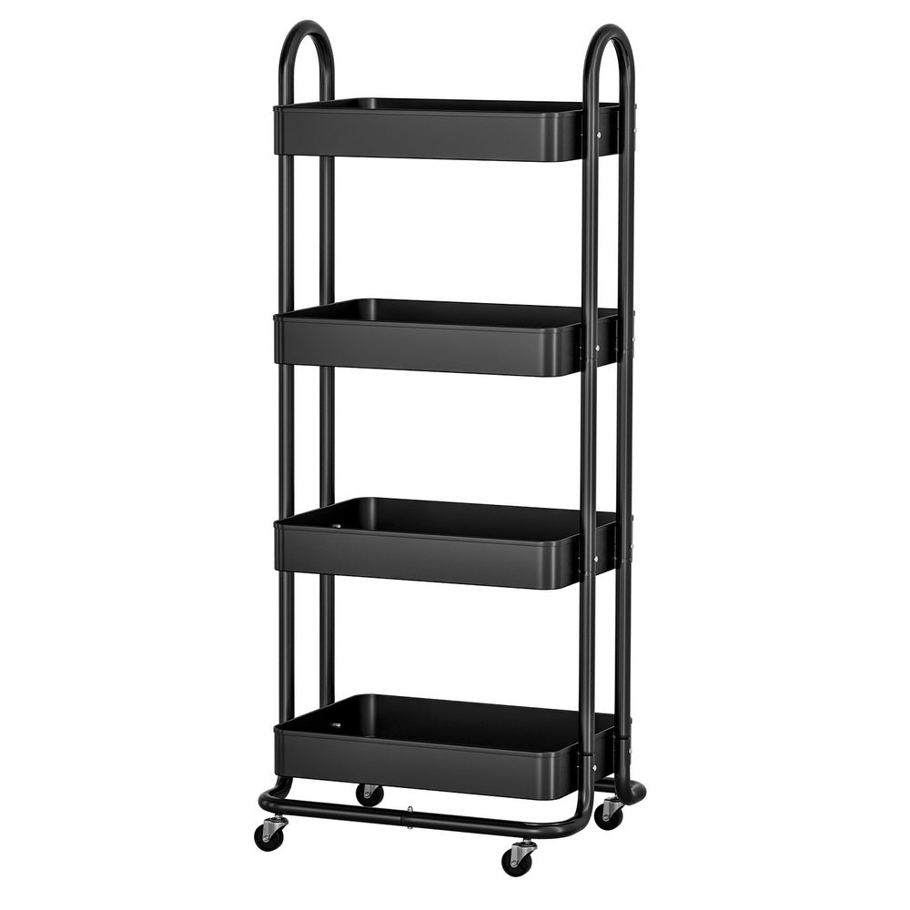 Kitchen & Dining Trolleys - Storage Trolley Kitchen Cart 4 Tiers Black