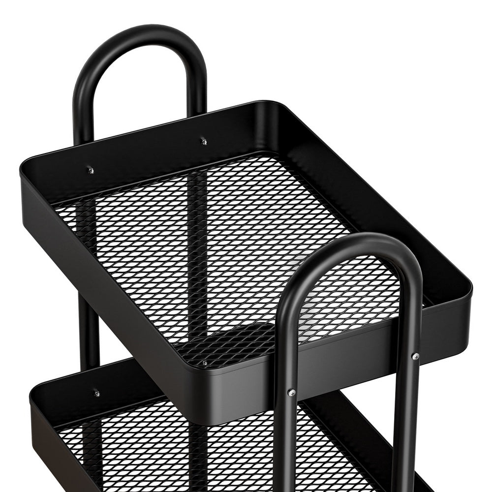 Storage Trolley Kitchen Cart 4 Tiers Black | Black colour