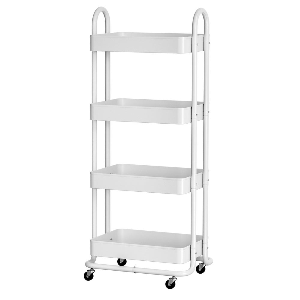 Storage Trolley Kitchen Cart 4 Tiers Black - Black colour