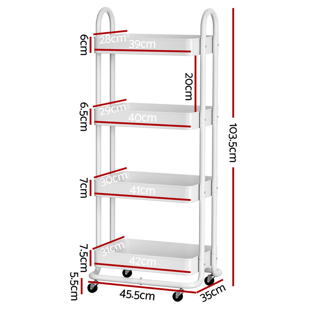 Kitchen & Dining Trolleys - Storage Trolley Kitchen Cart 4 Tiers Black - photo 11