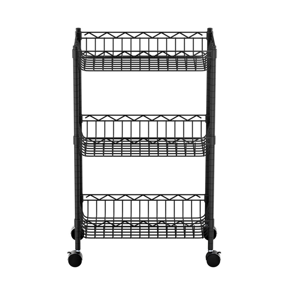3-Tier Shelving Unit Adjustable Garage Storage Kitchen Rack With Wheels | Kitchen & Dining Trolleys - photo 6
