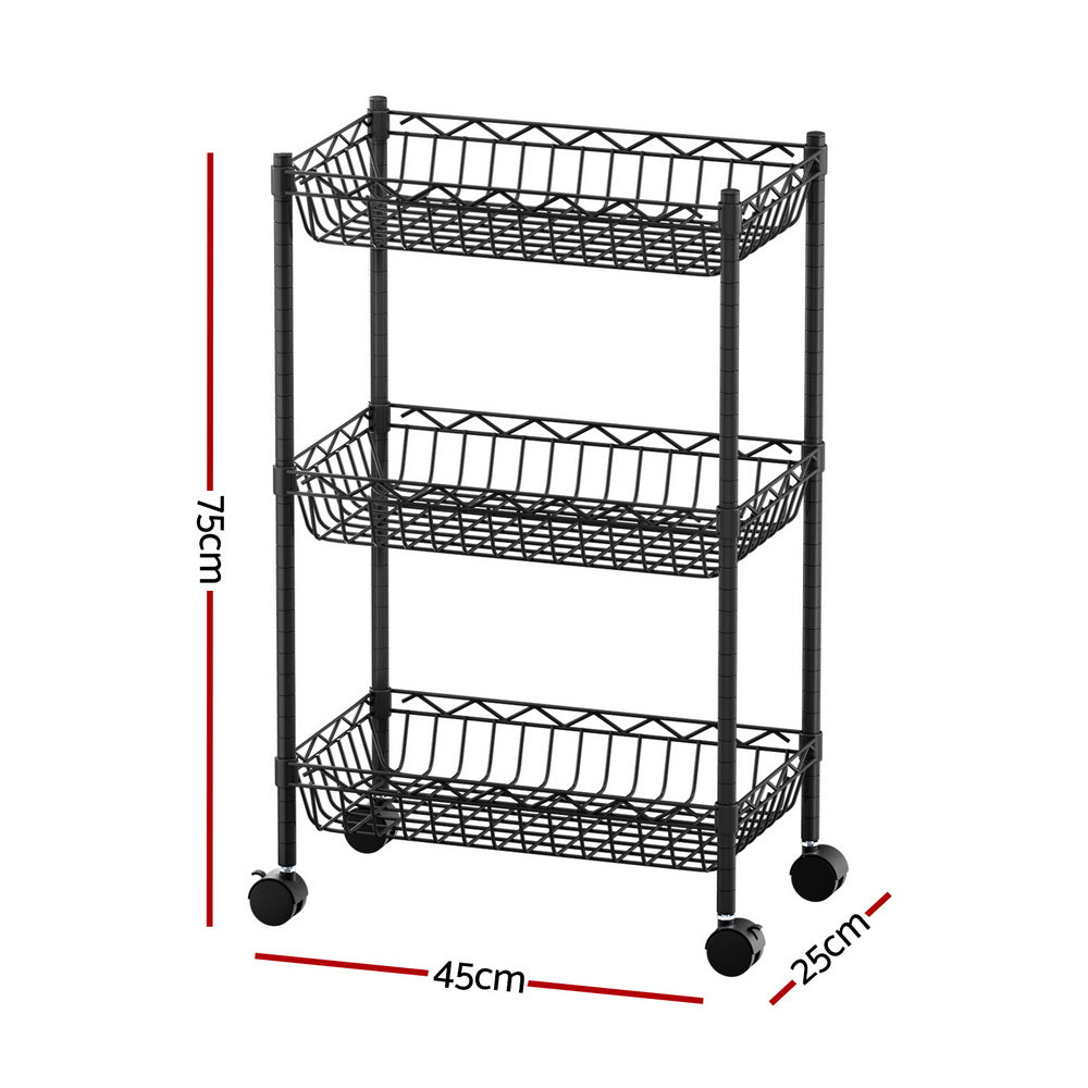 3-Tier Shelving Unit Adjustable Garage Storage Kitchen Rack With Wheels with Kitchen & Dining Trolleys - photo 8