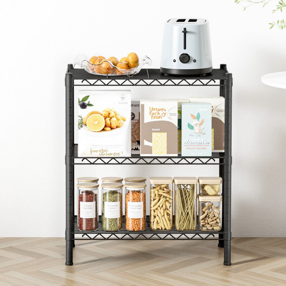 3-Tier Shelving Unit Adjustable Garage Storage Shelves Kitchen Rack Steel | Steel finish