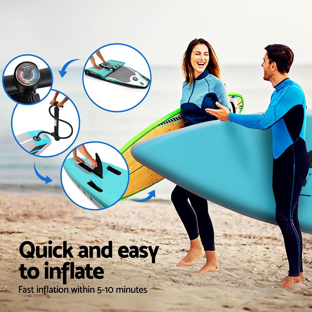 10.5ft Inflatable SUP Paddleboard - Kayak Surf Green