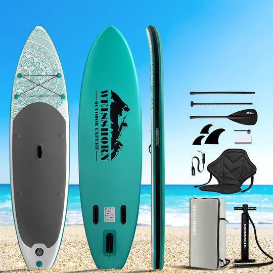 Stand Up Paddle Board 10.6Ft Inflatable Sup Surfboard Paddleboard Kayak Surf Green | Green colour