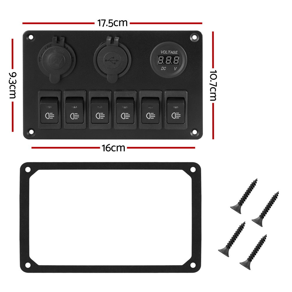12V Switch Panel For Car Boat Marine USB ON-OFF LED Rocker Toggle