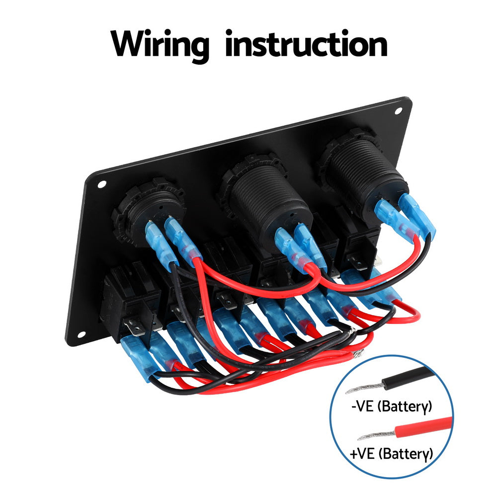 12V Switch Panel For Car Boat Marine USB ON-OFF LED Rocker Toggle