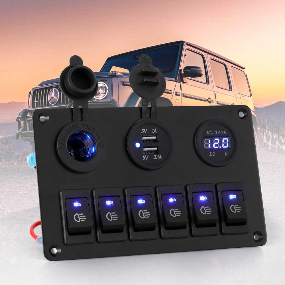 12V Switch Panel For Car Boat Marine USB ON-OFF LED Rocker Toggle