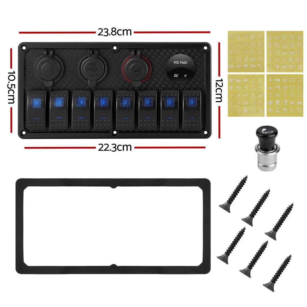 12V Switch Panel For Car Boat Marine USB ON-OFF LED Rocker Toggle