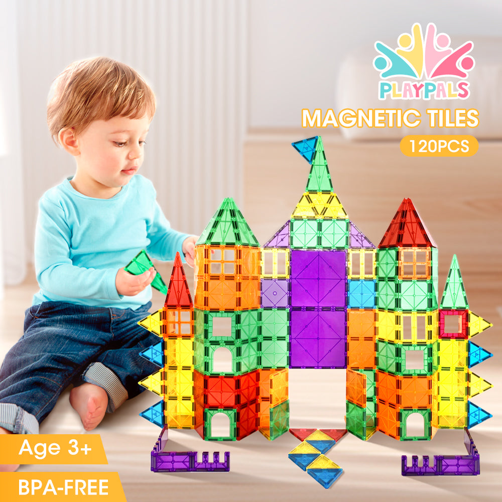 Kids Magnetic Tiles Blocks Building Educational Toys 120PCS