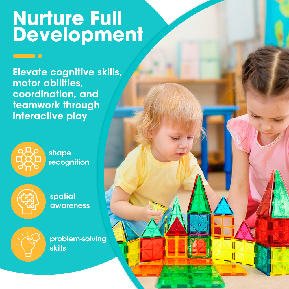 Kids Magnetic Tiles Blocks Building Educational Toys 120PCS