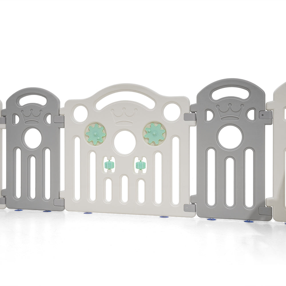 Kids Playpen Baby Safety Gate Toddler Fence 18 Panels Grey