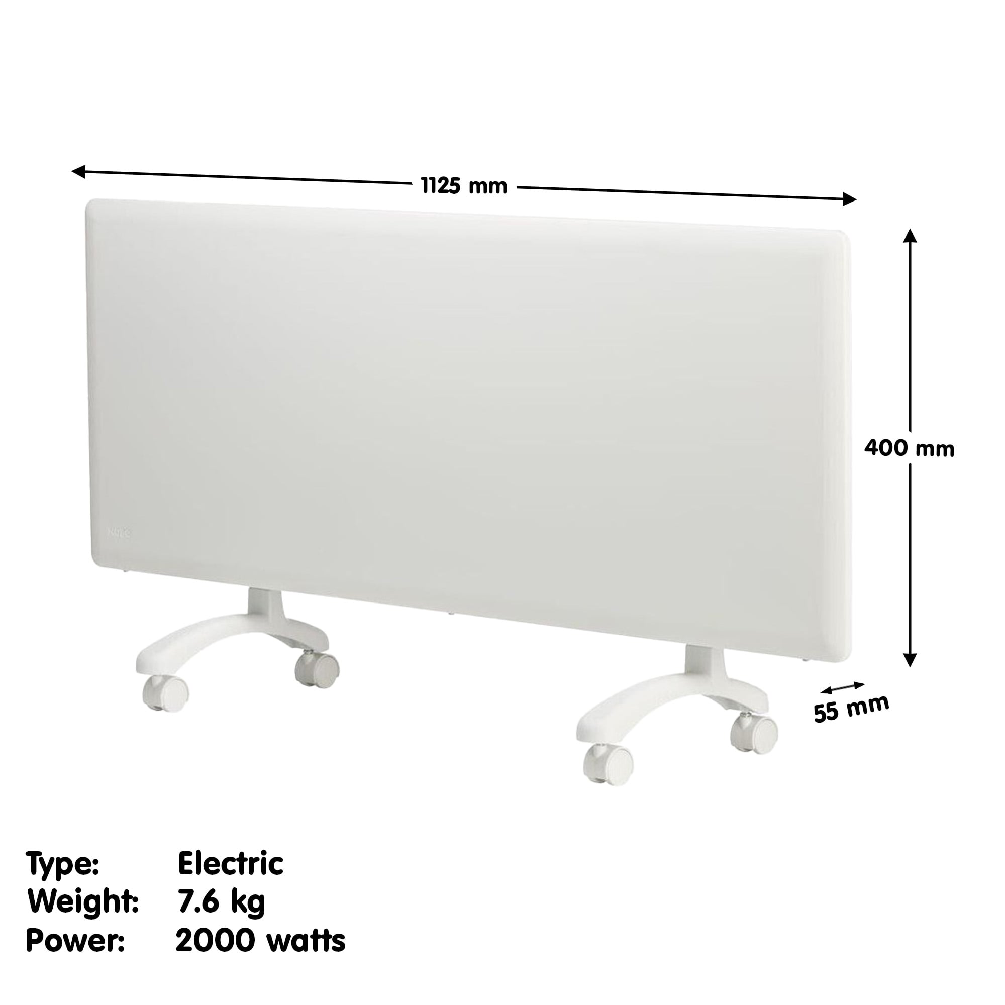 Electric Panel Heater Slimline 112.5x5.5x40cm