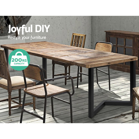 Steel finish - 2x Coffee Dining Table Legs 71x70CM Steel Industrial Vintage Bench Metal