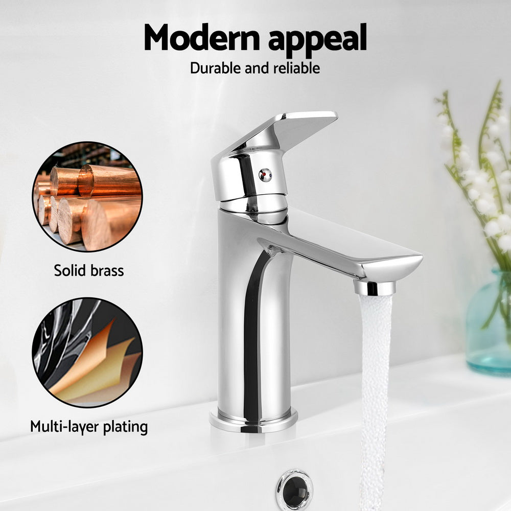 Shower Accessories - Bathroom Basin Mixer Tap Brass Faucet Vanity Laundry Sink Chrome