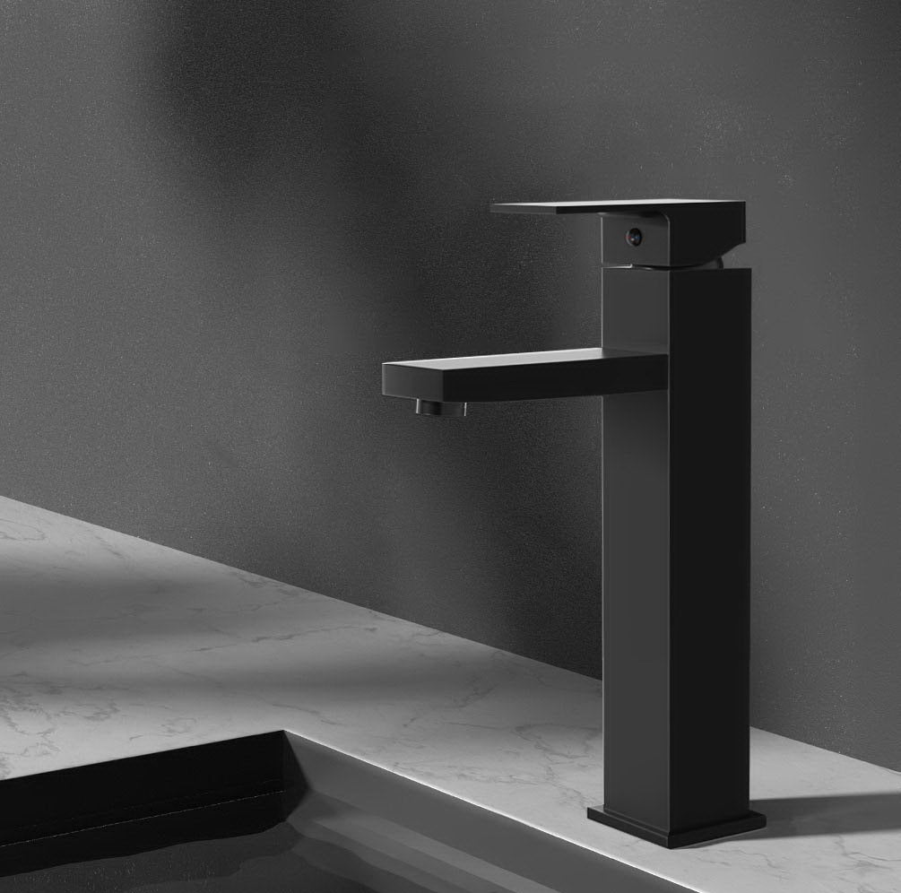 Square Tall Basin Mixer Tap Black Vanity Laundry Bathroom Faucet