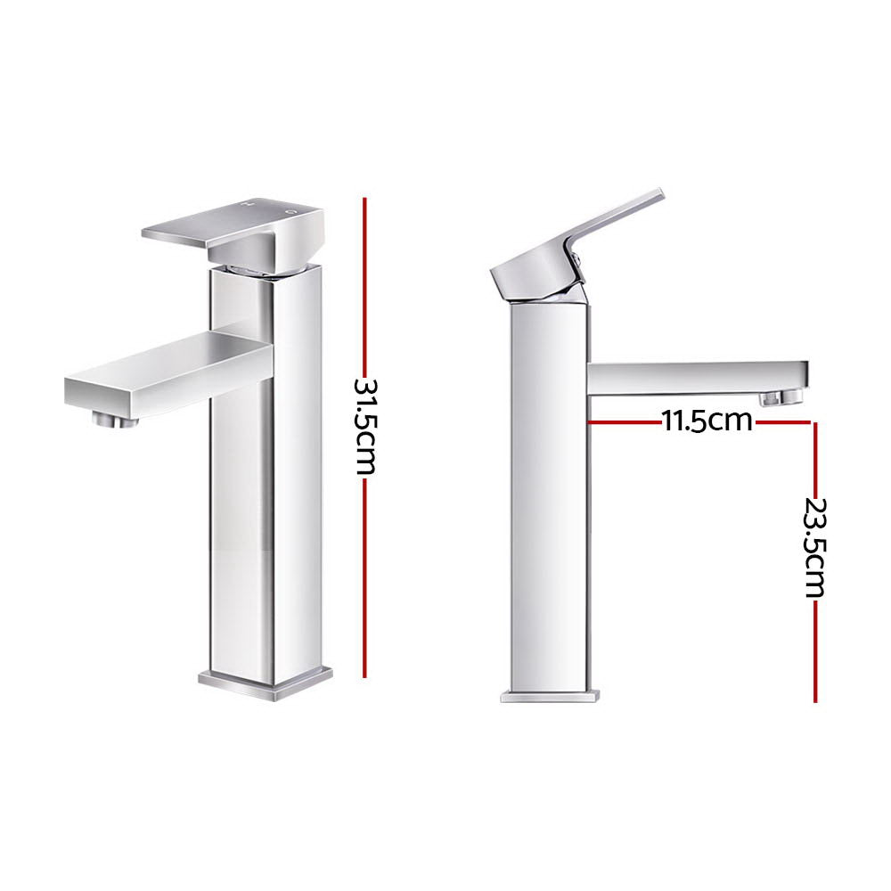 Bathroom Basin Mixer Tap Chrome Square Faucet Hot Cold Vanity Sink Mixer