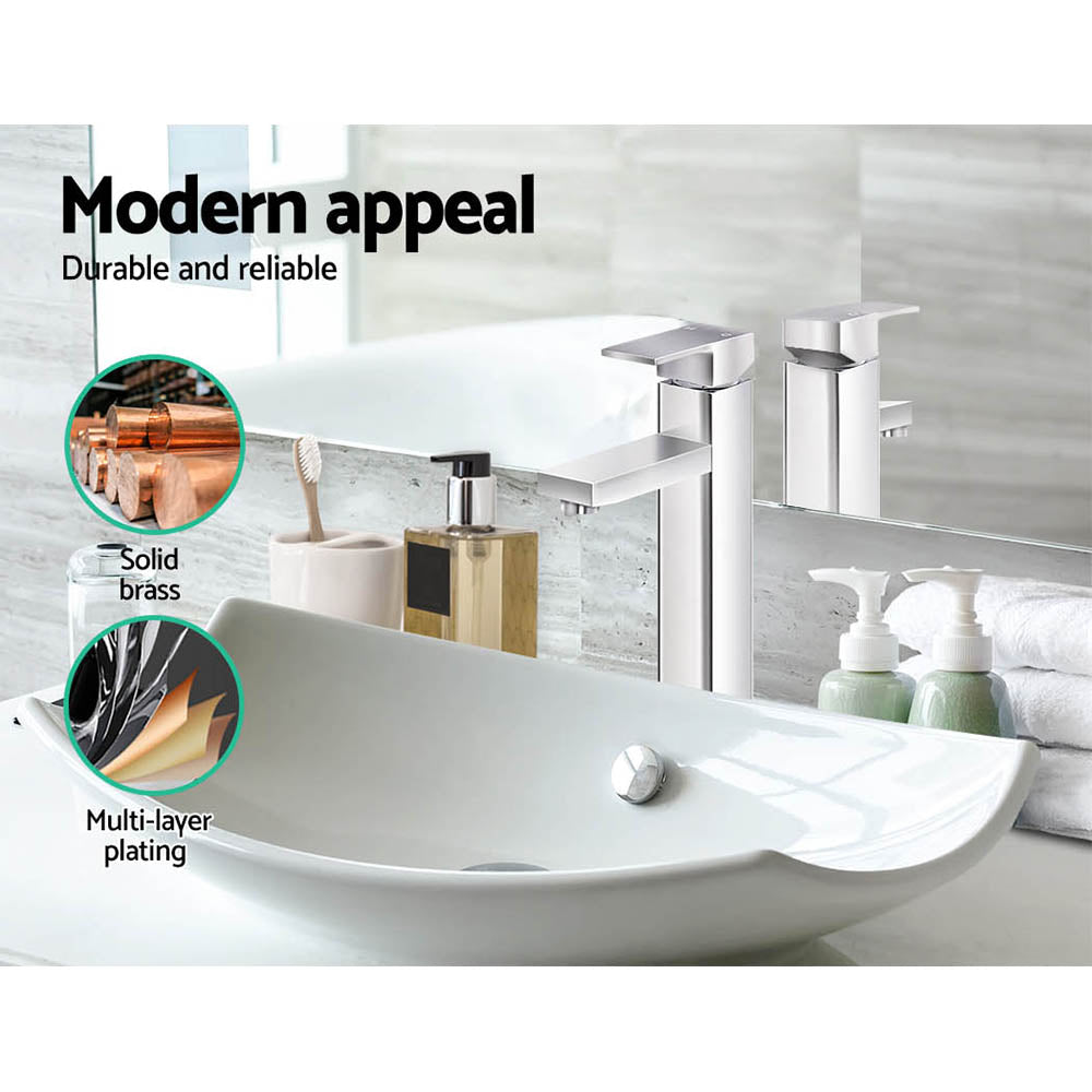 Bathroom Basin Mixer Tap Chrome Square Faucet Hot Cold Vanity Sink Mixer