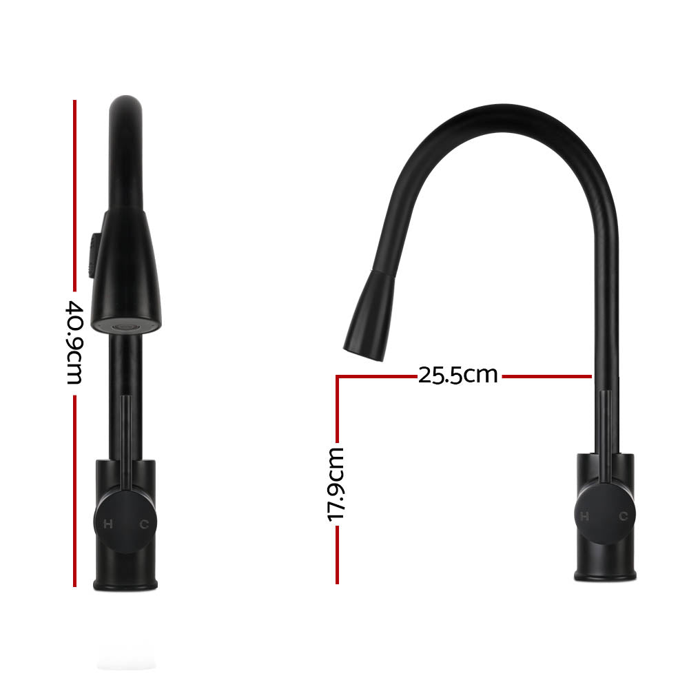 Kitchen Mixer Tap Pull-Out 2-Mode Sink Faucet Basin Laundry Black