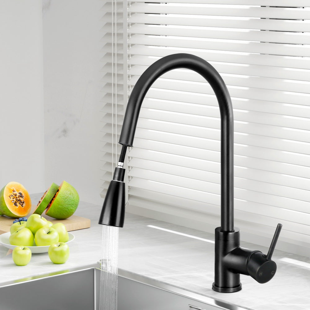 Kitchen Mixer Tap Pull-Out 2-Mode Sink Faucet Basin Laundry Black