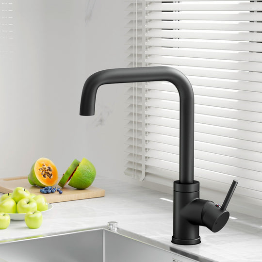 Black colour - Kitchen Mixer Tap Mixer Rectangle Sink Faucet Basin Laundry Black