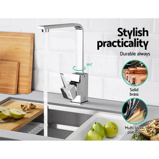 Kitchen Mixer Tap Square Sink Faucet Basin Laundry Chrome