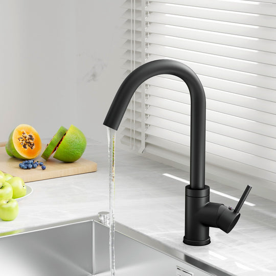 Kitchen Mixer Tap Mixer Round Sink Faucet Basin Laundry Black | Tap & Sink Accessories