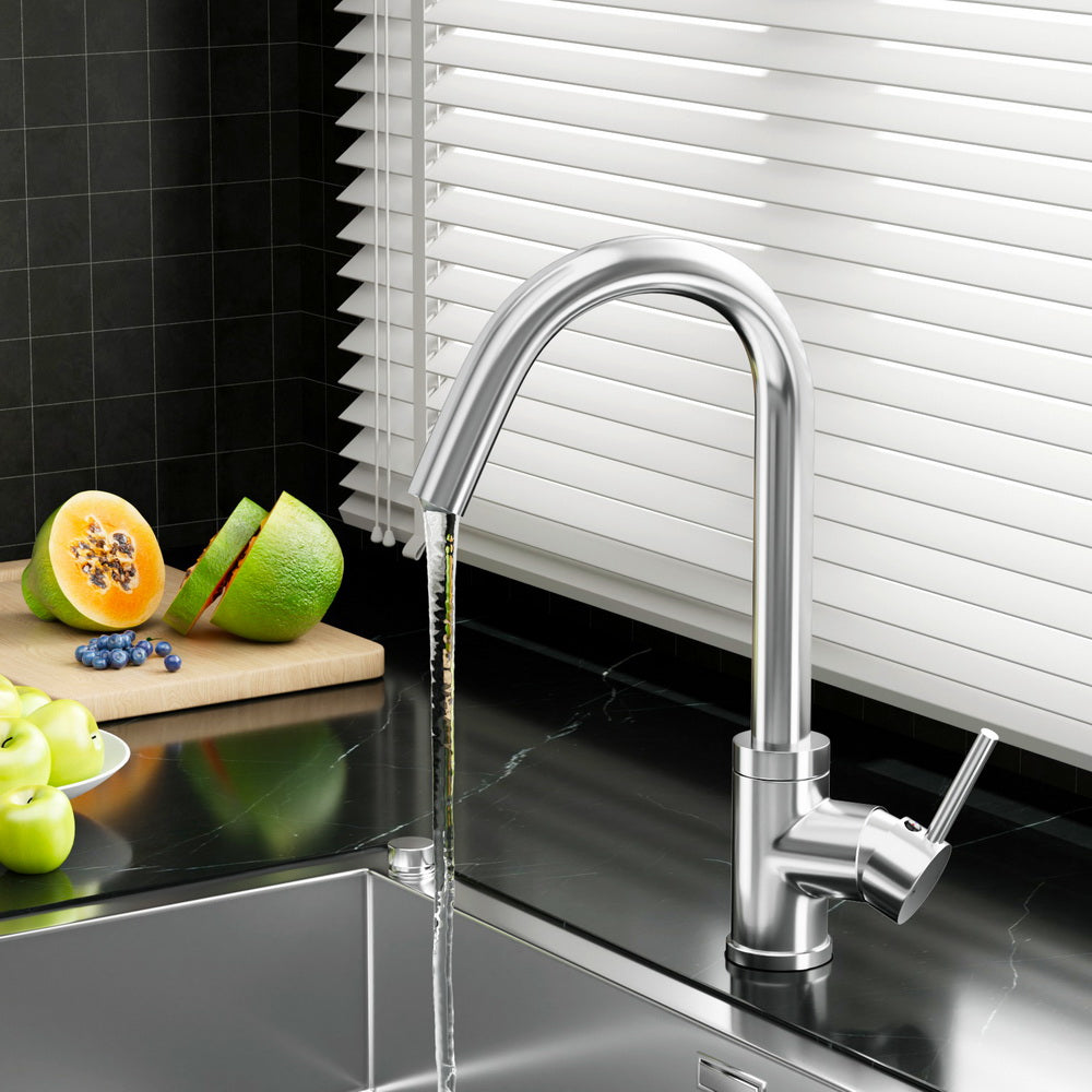 Kitchen Mixer Tap Round Sink Faucet Chrome Basin Laundry Mixer