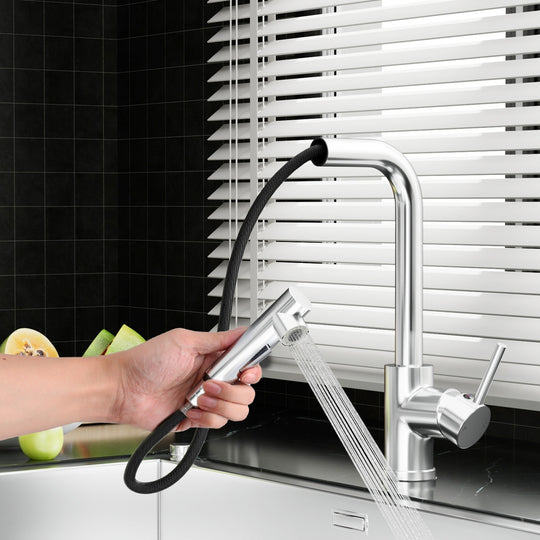 Pull Out Kitchen Mixer Tap - Swivel Rectangle/Round, Tap & Sink Accessories