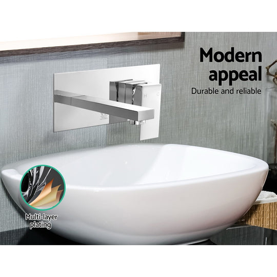 Bathroom Basin Mixer Tap Separate Faucet Vanity Laundry Chrome - Cefito Wels Wall Square