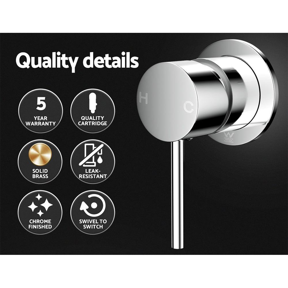 Shower Accessories - Basin Mixer Wall Tap Round Brass Faucet Shower Bathtub Chrome