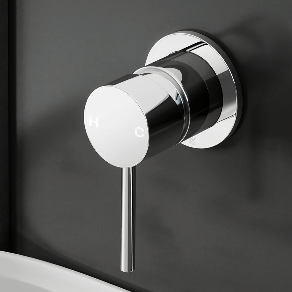 Basin Mixer Wall Tap Round Brass Faucet Shower Bathtub Chrome with Shower Accessories