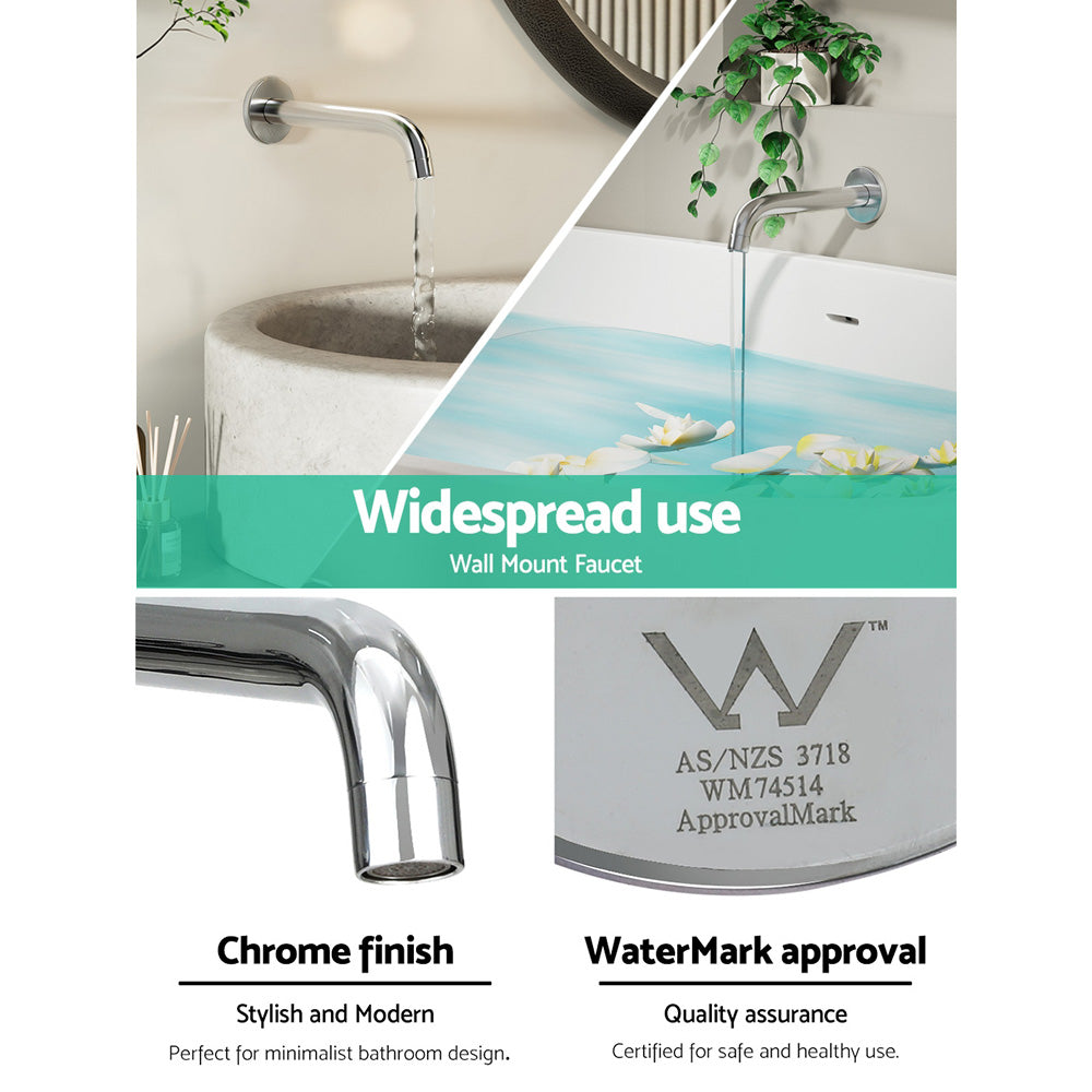 Wall Bath Mixer Tap Round Spout Shower Bathtub Chrome, Shower Accessories